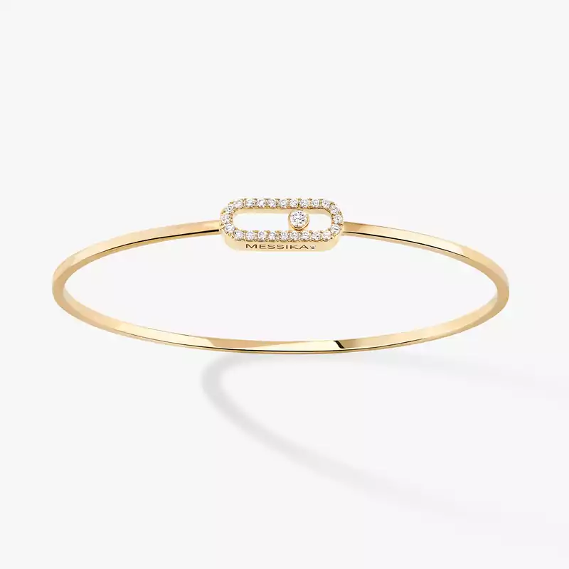 Move Uno密镶钻石弹性细手镯 中号款 Yellow Gold Diamond For Her Bracelet 12057-YG