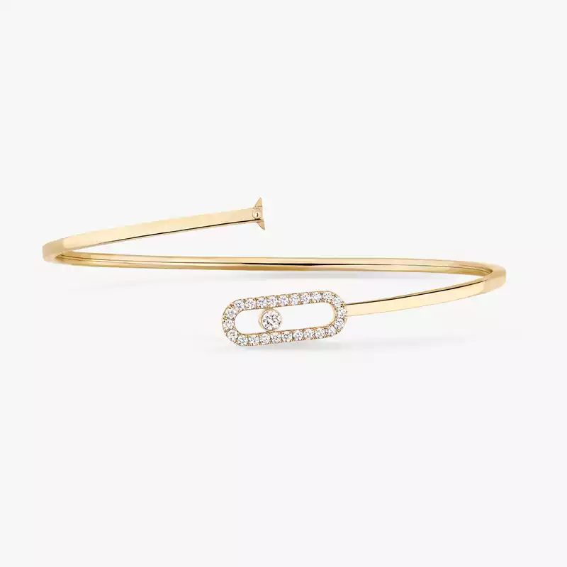 Move Uno密镶钻石弹性细手镯 中号款 Yellow Gold Diamond For Her Bracelet 12057-YG