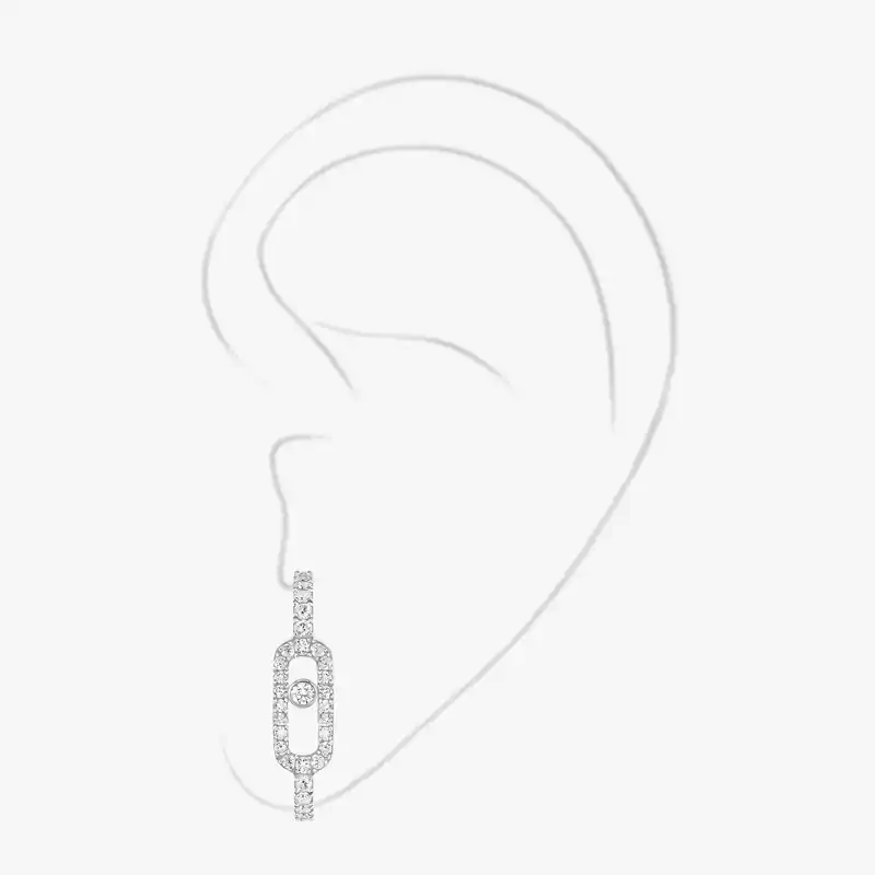 Move Uno密镶钻石单边耳环 白金 钻石  她的珍礼 耳环 10007-WG
