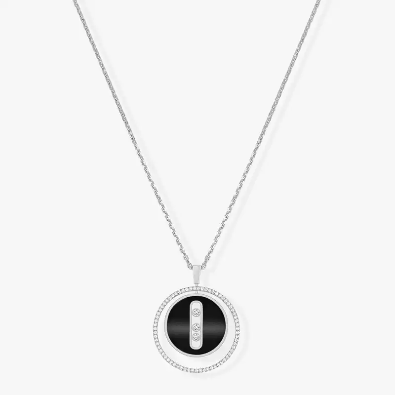Lucky Move缟玛瑙中号款 白金 钻石  她的珍礼 项链 10838-WG