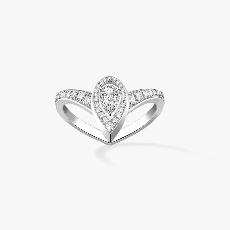 Fiery 0.10克拉 White Gold Diamond For Her Ring 12086-WG