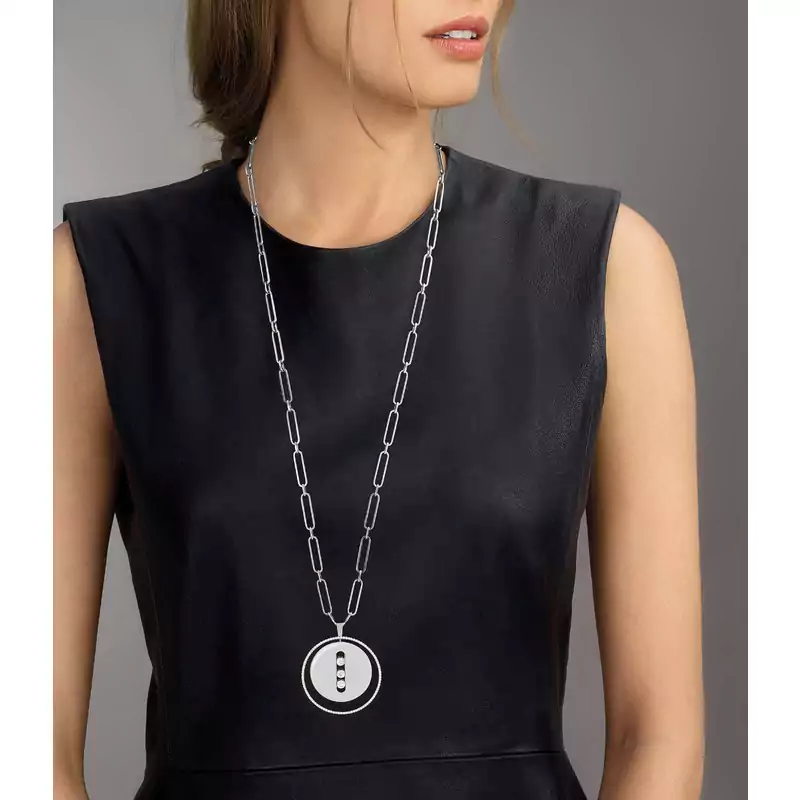 Lucky Move Long Necklace LM White Gold For Her Diamond Necklace 10126-WG