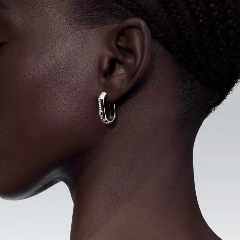 Pendiente individual de aro Moderniste con pavé PM