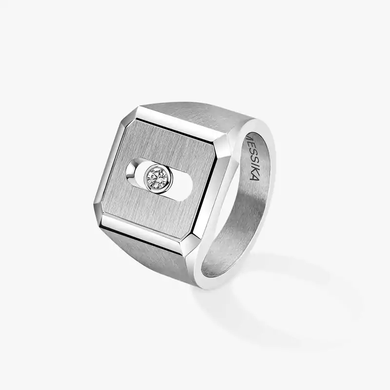Move Titanium天然钛金印章戒指 Natural Titanium Diamond For Him Ring 13771-TN