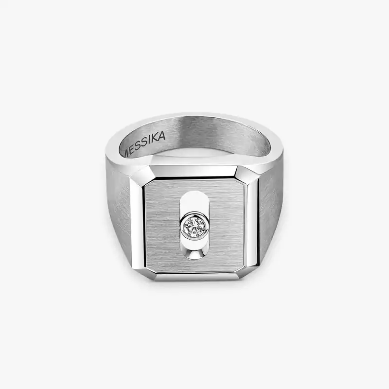 Move Titanium天然钛金印章戒指 Natural Titanium Diamond For Him Ring 13771-TN