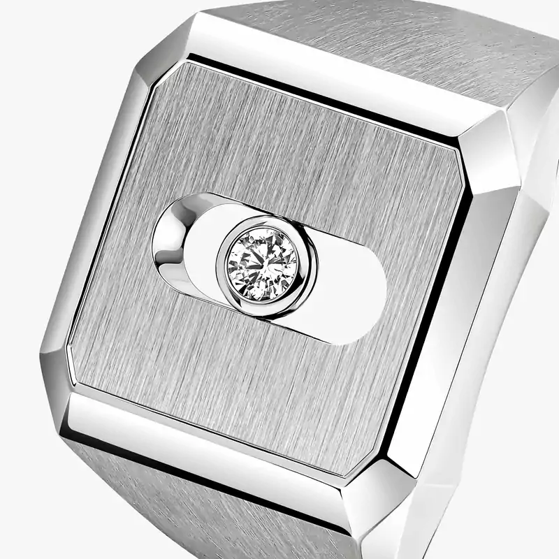 Move Titanium天然钛金印章戒指 Natural Titanium Diamond For Him Ring 13771-TN
