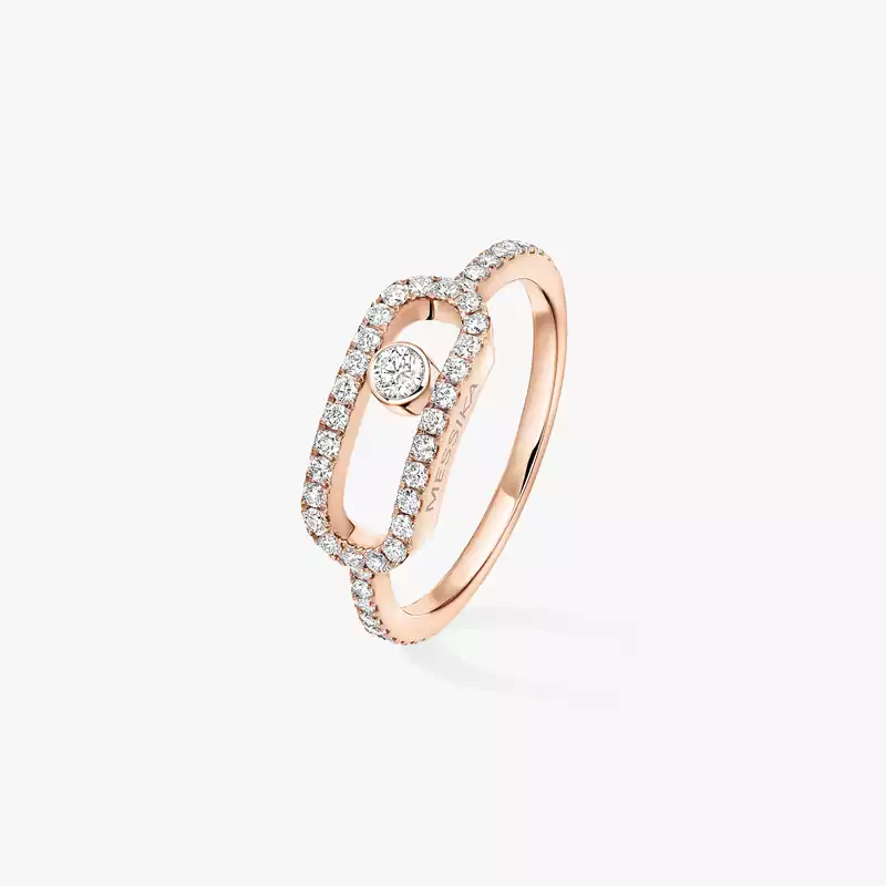 Move Uno密镶钻石大号款 Pink Gold Diamond For Her Ring 12113-PG