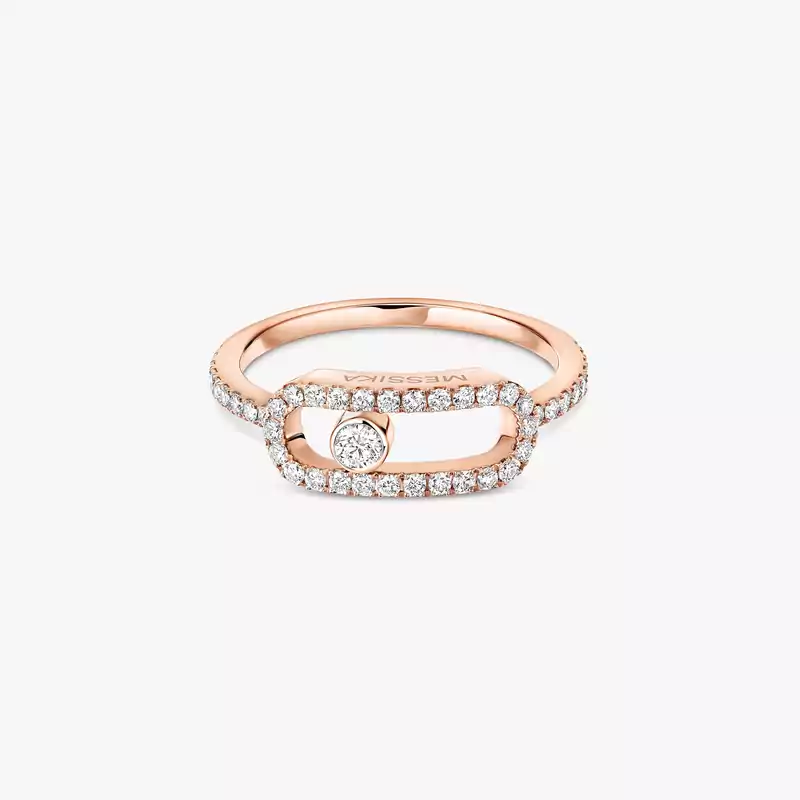 Move Uno密镶钻石大号款 Pink Gold Diamond For Her Ring 12113-PG