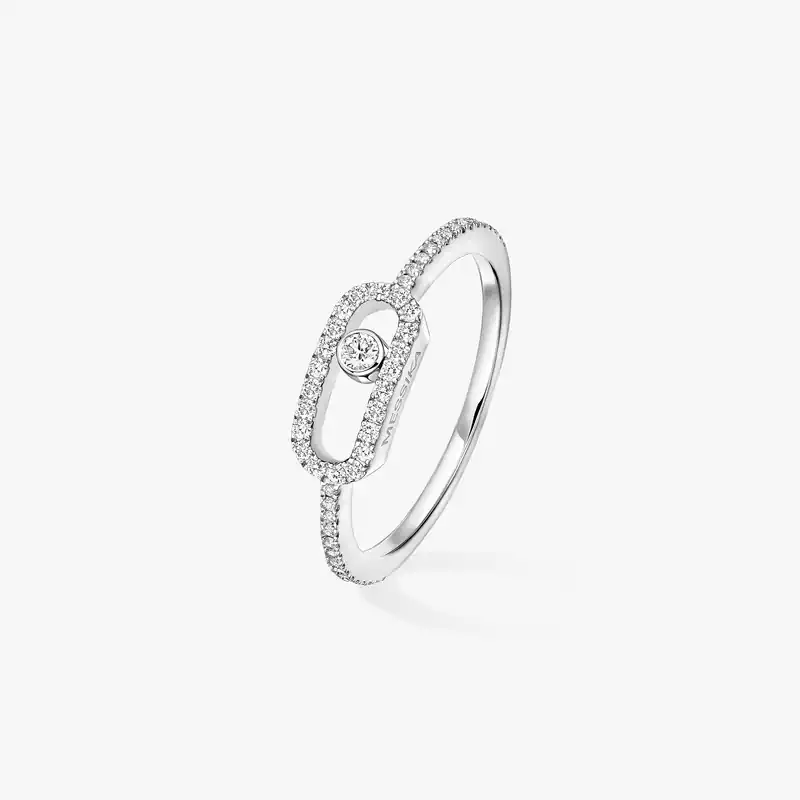 Move Uno密镶钻石 White Gold Diamond Femme Ring 05630-WG
