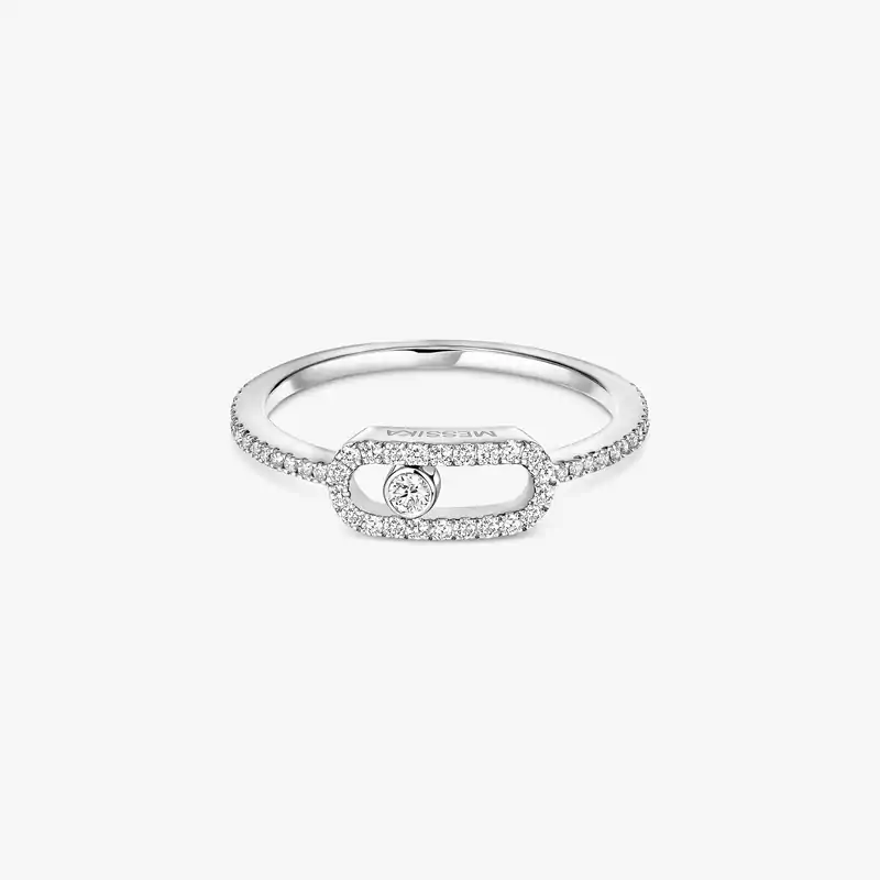 Move Uno密镶钻石 White Gold Diamond Femme Ring 05630-WG