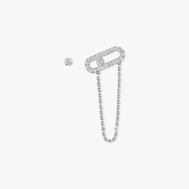 Move Uno Kette und Ohrstecker Für sie Diamant Ohrringe Weißgold 12146-WG