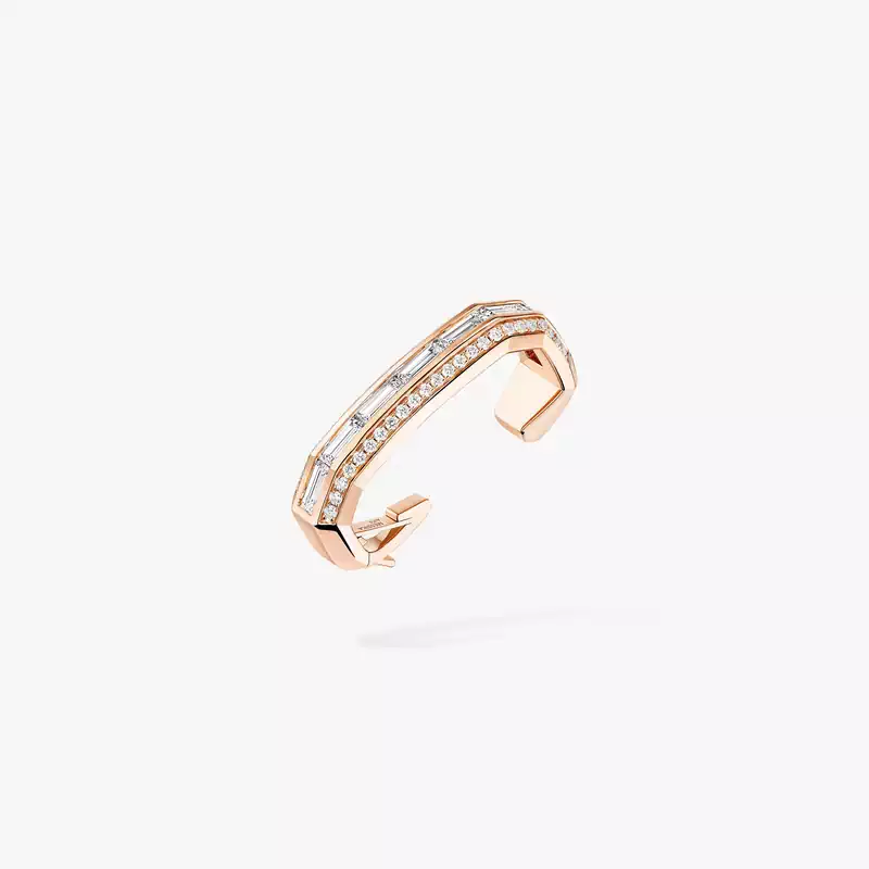 Pendiente Mujer Oro rosa Diamante Pendientes de clip Groove 13672-PG