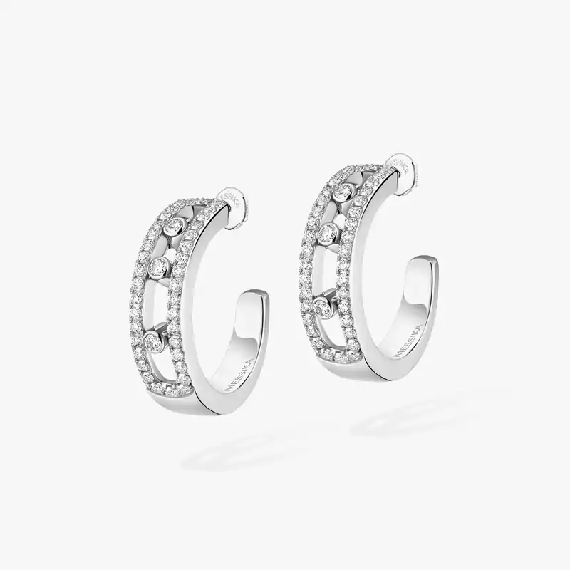 Créoles Move Pavées Für sie Diamant Ohrringe Weißgold 04993-WG