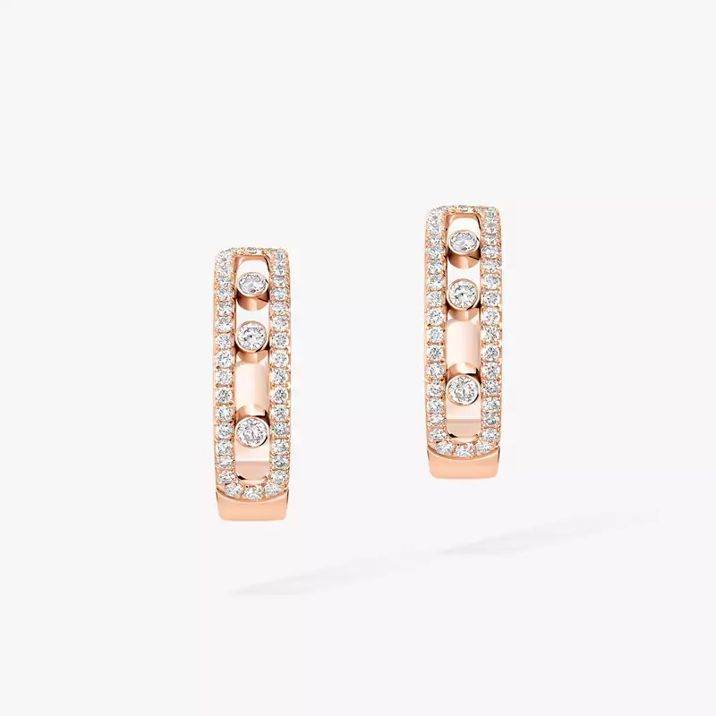 Move Pavé Hoop Pink Gold For Her Diamond Earrings 04993-PG