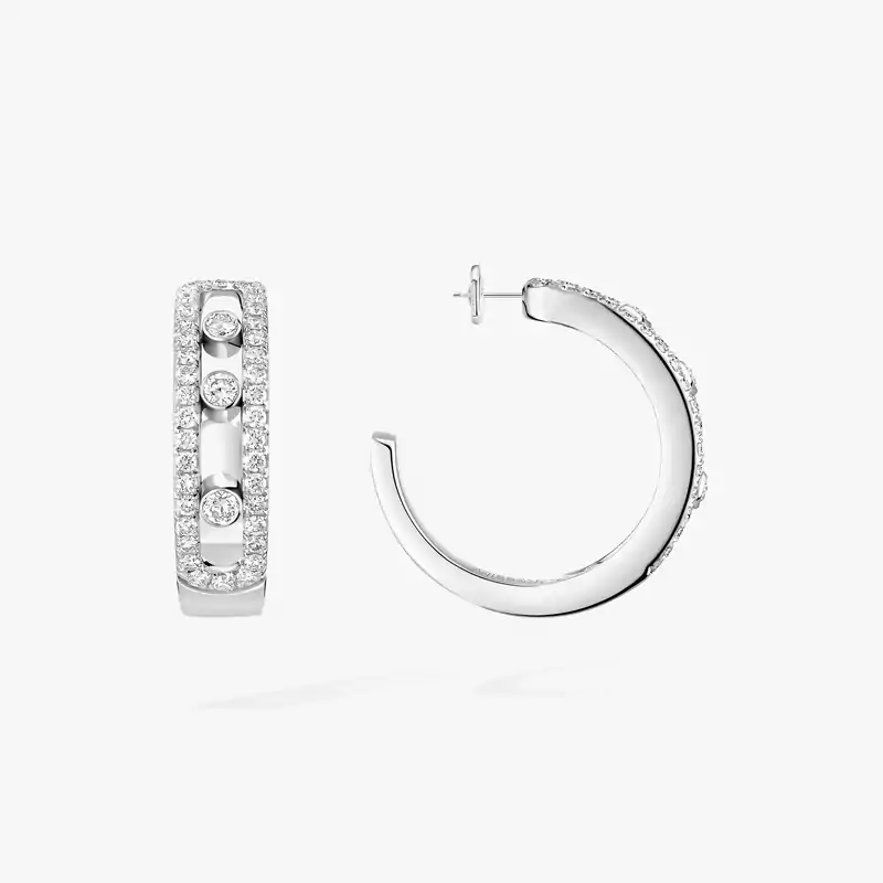 Créoles Move Pavées Für sie Diamant Ohrringe Weißgold 04993-WG