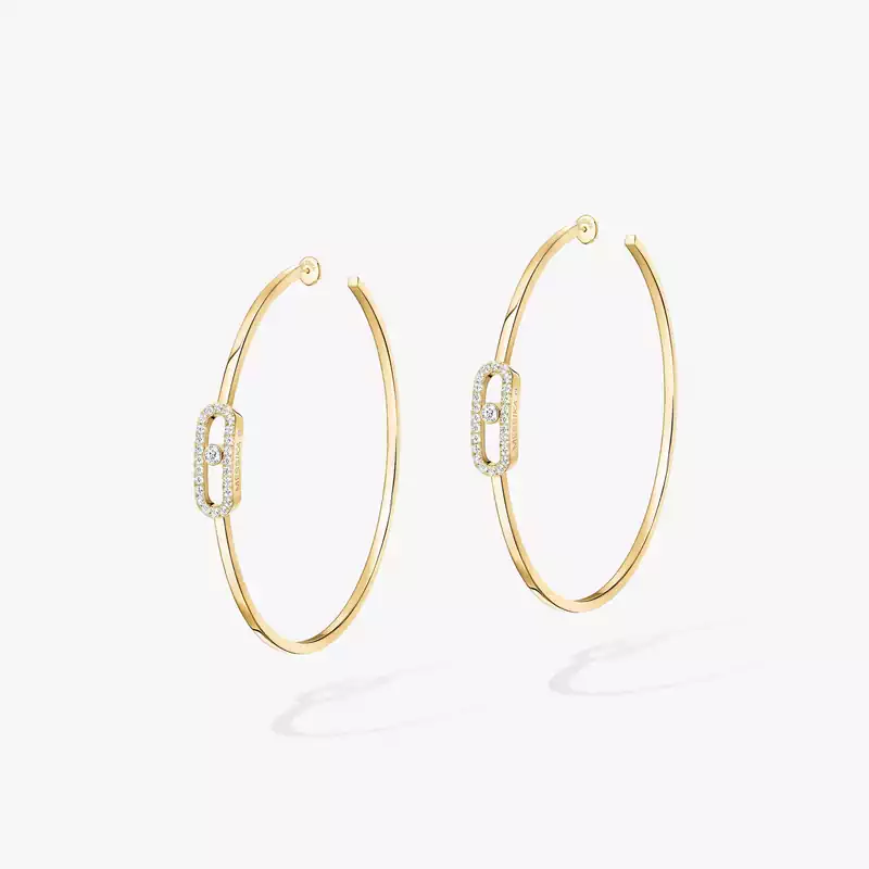 Move Uno Creolen GM Für sie Diamant Ohrringe Gelbgold 12468-YG