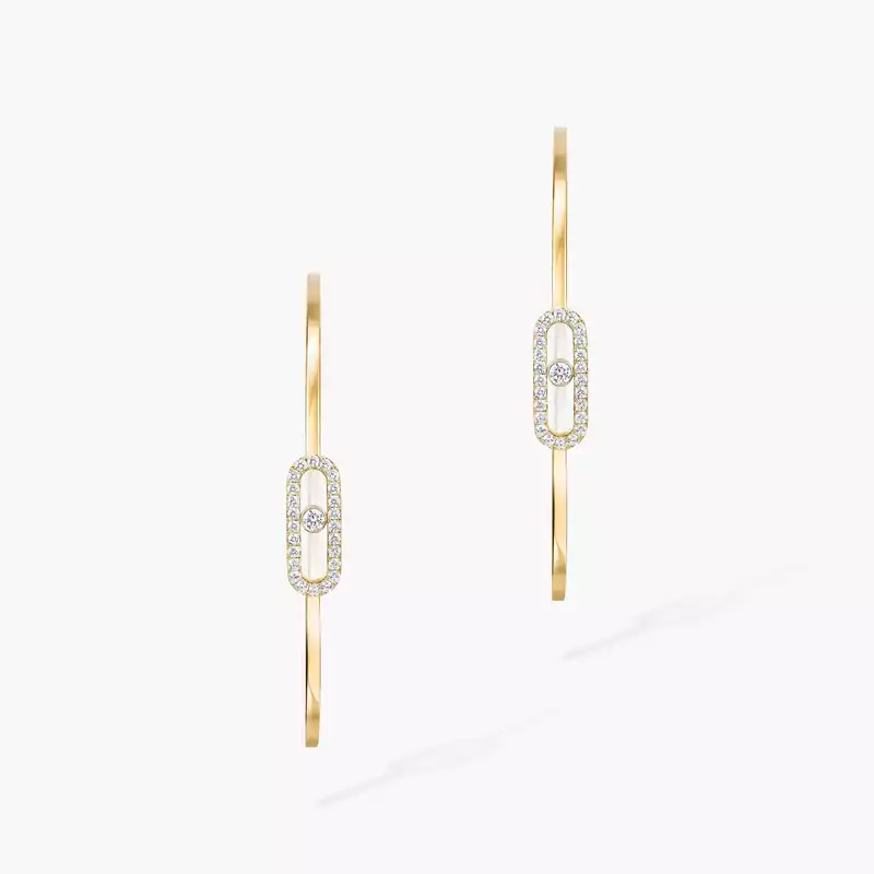 Move Uno Creolen GM Für sie Diamant Ohrringe Gelbgold 12468-YG