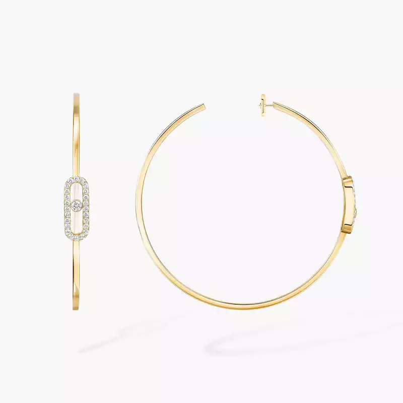Move Uno Creolen GM Für sie Diamant Ohrringe Gelbgold 12468-YG