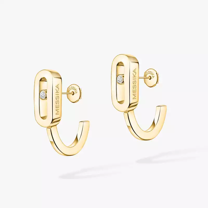 Move Uno Mini-Creolen  Für sie Diamant Ohrringe Gelbgold 10050-YG