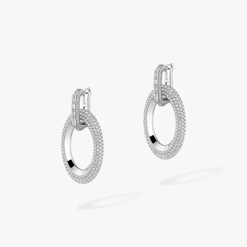 Boucles d'oreilles Femme Or Blanc Diamant Groove 13470-WG