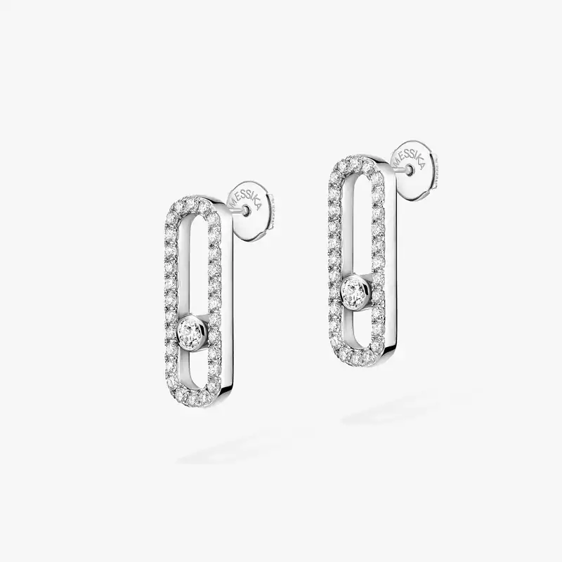 Move Uno Mit Diamanten ausgefasst Für sie Diamant Ohrringe Weißgold 12183-WG