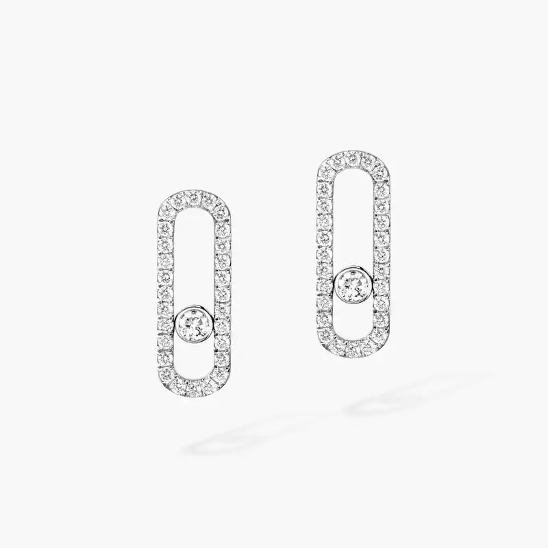 Move Uno Mit Diamanten ausgefasst Für sie Diamant Ohrringe Weißgold 12183-WG