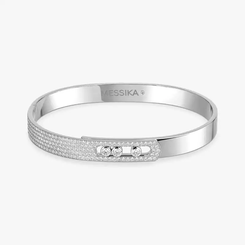 Move Noa Mit Diamanten Ausgefasster Armreif MM Übergrößen Für sie Diamant Armband Weißgold 13913-WG