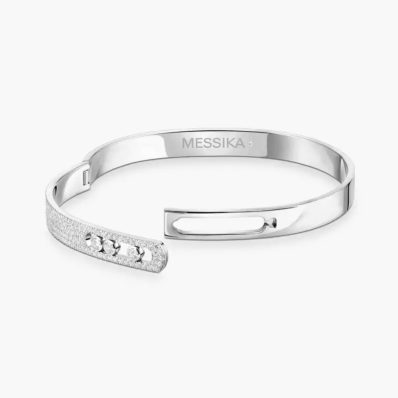 Move Noa Mit Diamanten Ausgefasster Armreif MM Übergrößen Für sie Diamant Armband Weißgold 13913-WG