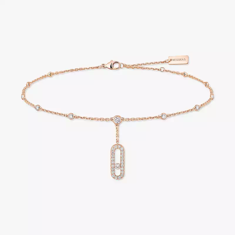 Move Uno Ankle Bracelet Pavé Pink Gold For Her Diamond Bracelet 06592-PG