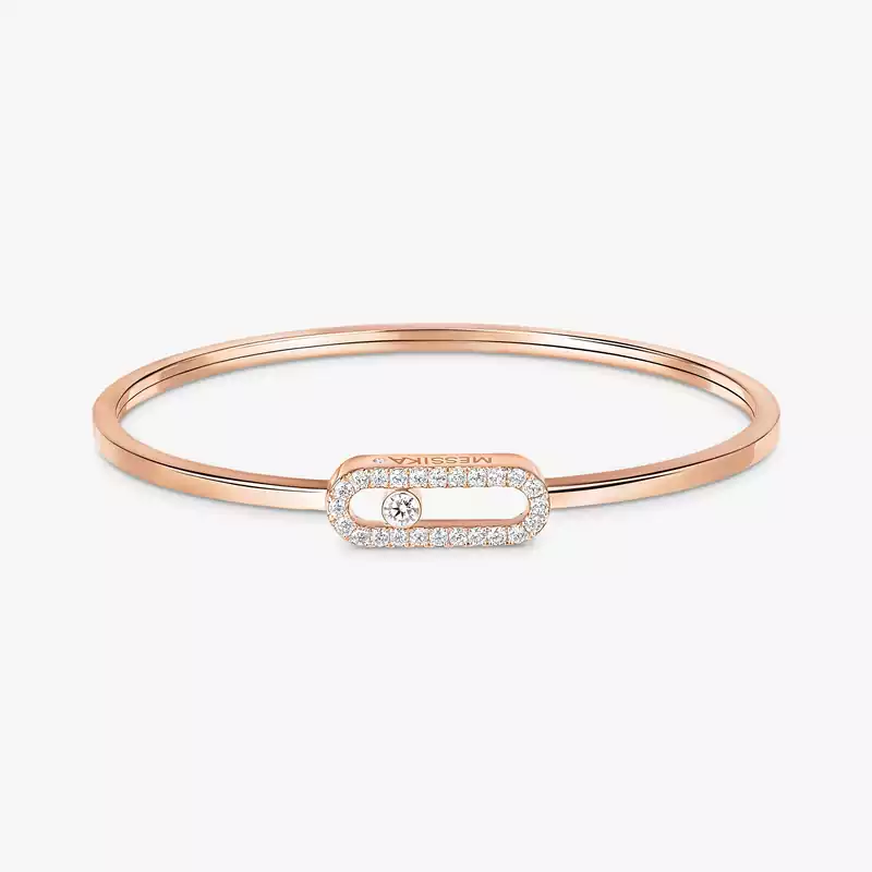 Bracelet Femme Or Rose Diamant Jonc Flex Move Uno Pavé MM 12057-PG