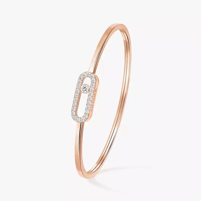Bracelet Femme Or Rose Diamant Jonc Flex Move Uno Pavé MM 12057-PG