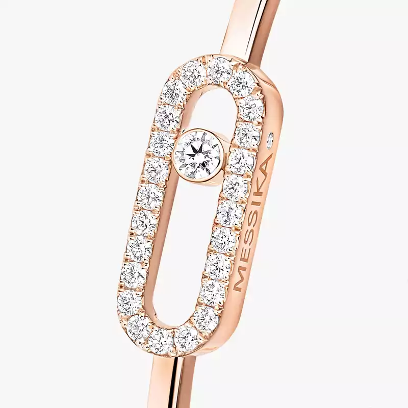 Bracelet Femme Or Rose Diamant Jonc Flex Move Uno Pavé MM 12057-PG