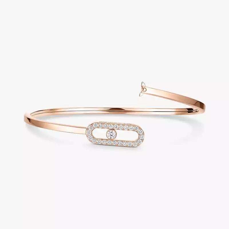 Bracelet Femme Or Rose Diamant Jonc Flex Move Uno Pavé MM 12057-PG