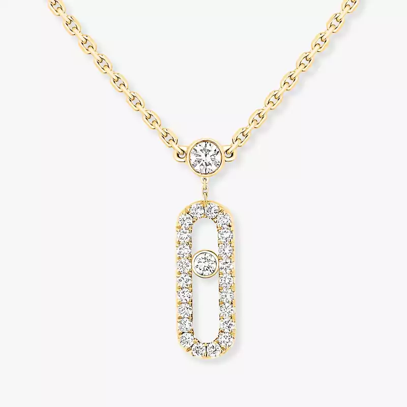Move Uno 2 Rangs Pavé Für sie Diamant Kette Gelbgold 07174-YG
