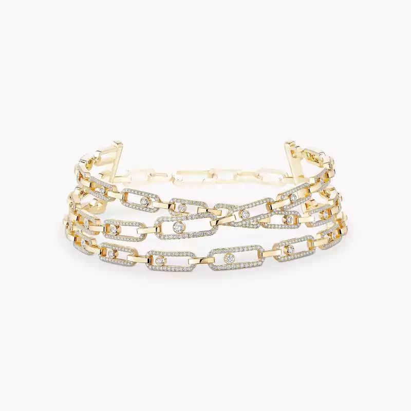 Move Link三圈 Yellow Gold Diamond Mixed Necklace 14437-YG
