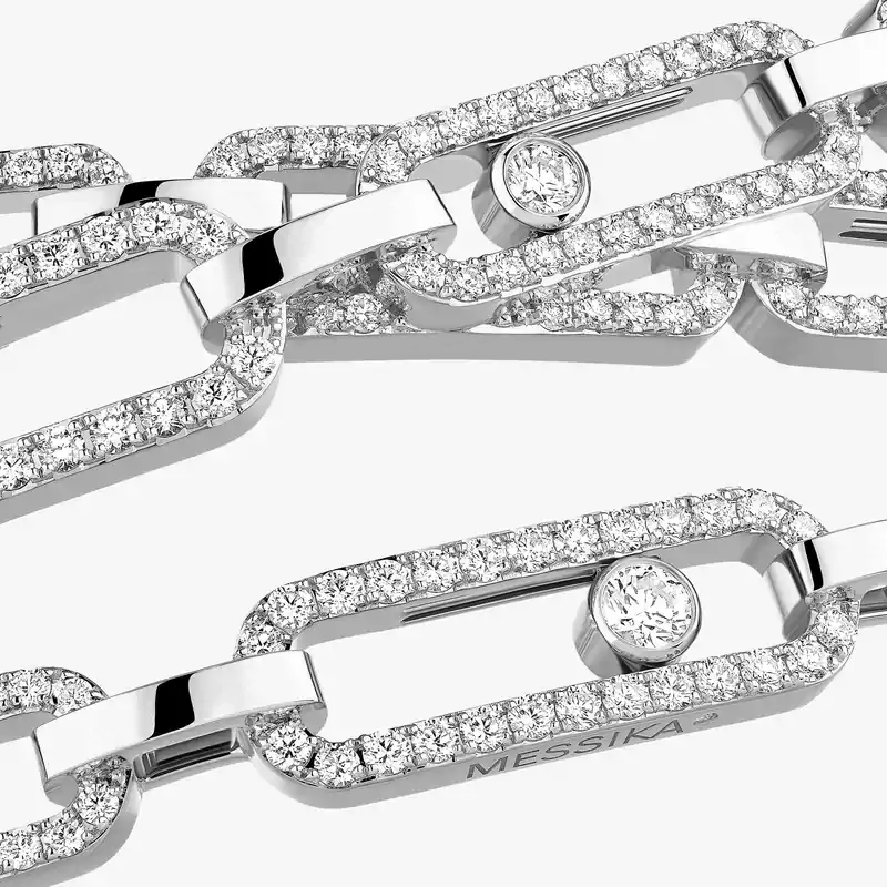 Move Link三圈 White Gold Diamond Mixed Necklace 14437-WG