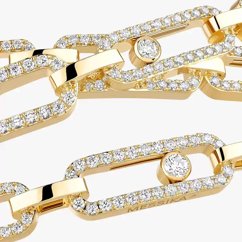 Move Link三圈 Yellow Gold Diamond Mixed Necklace 14437-YG