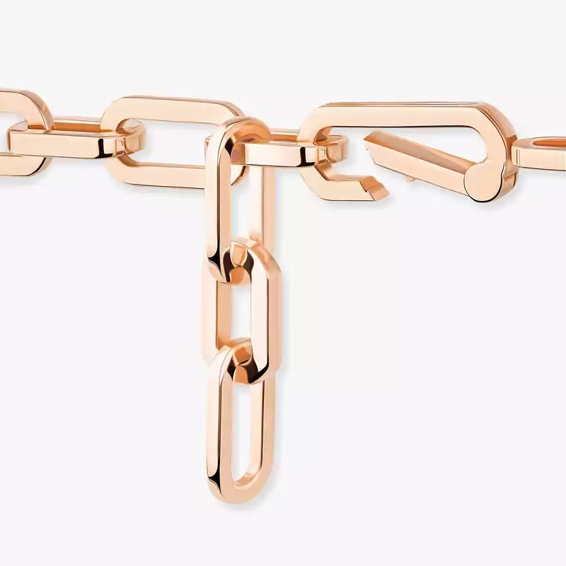 Move Link三圈 Pink Gold Diamond Mixed Necklace 14437-PG