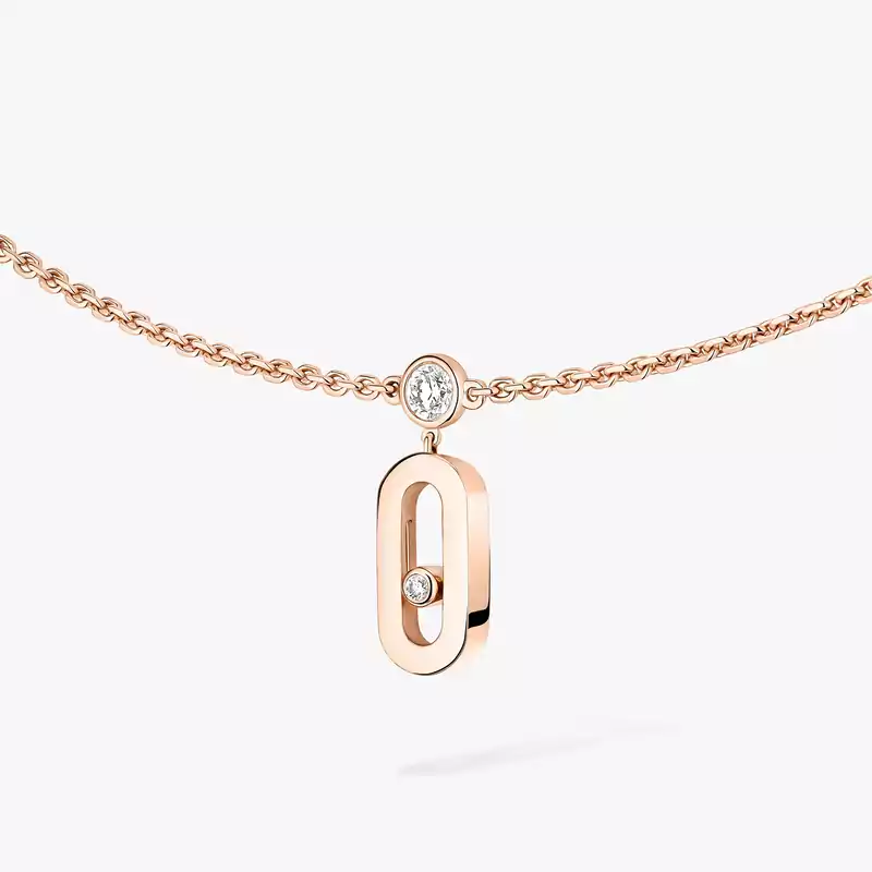 Move Uno Drop Pendant Choker Pink Gold For Her Diamond Necklace 14588-PG