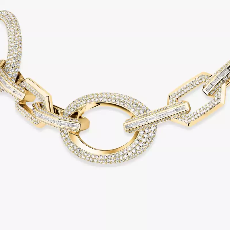 Groove Eng anliegende Halskette Für sie Diamant Kette Gelbgold 13497-YG