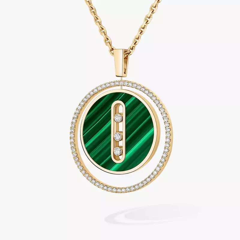 Lucky Move孔雀石中号款 黄金 钻石  她的珍礼 项链 10840-YG