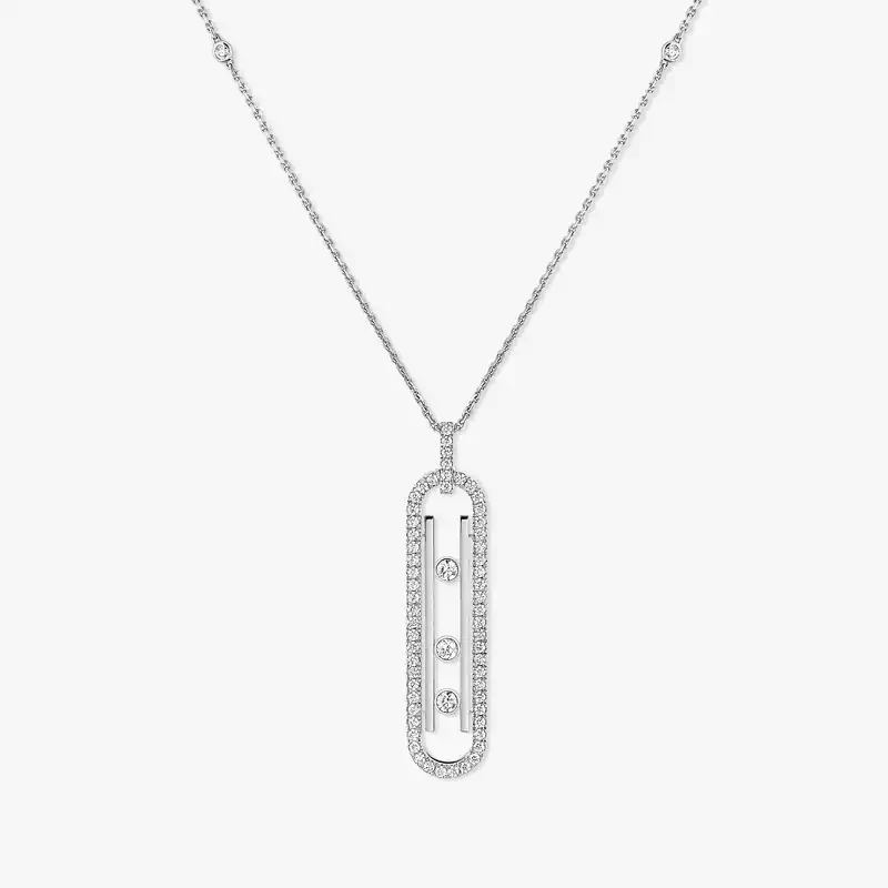 Move 10th项链 小号款  White Gold Diamond For Her Necklace 10032-WG