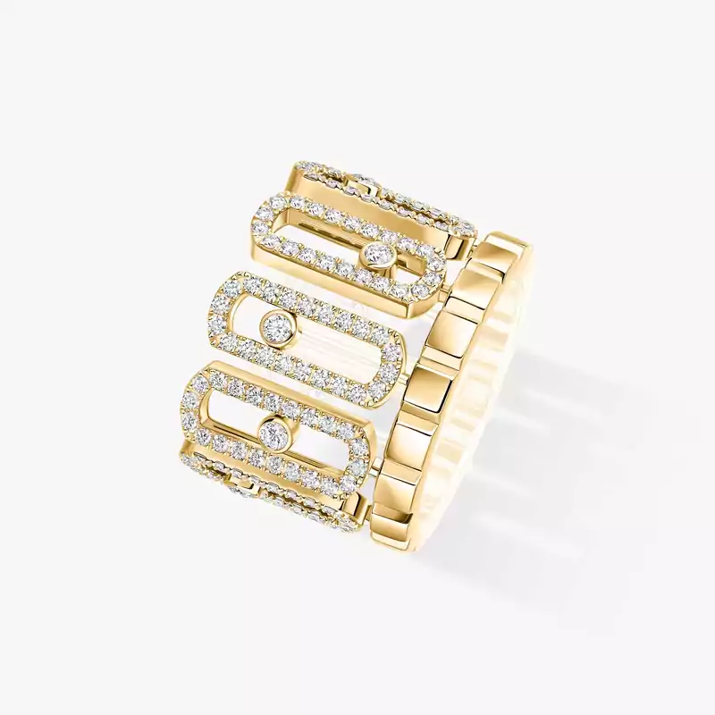Anillo Mujer Oro amarillo Diamante Move Iconica con Pavé 12821-YG