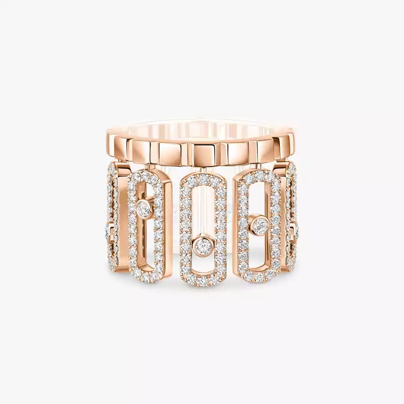 Bague Femme Or Rose Diamant Move Iconica Pavée 12821-PG