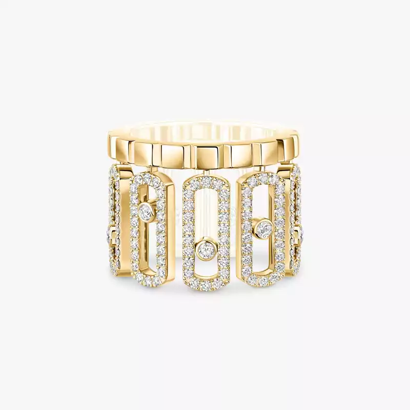 Anillo Mujer Oro amarillo Diamante Move Iconica con Pavé 12821-YG