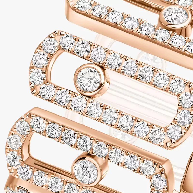 Bague Femme Or Rose Diamant Move Iconica Pavée 12821-PG