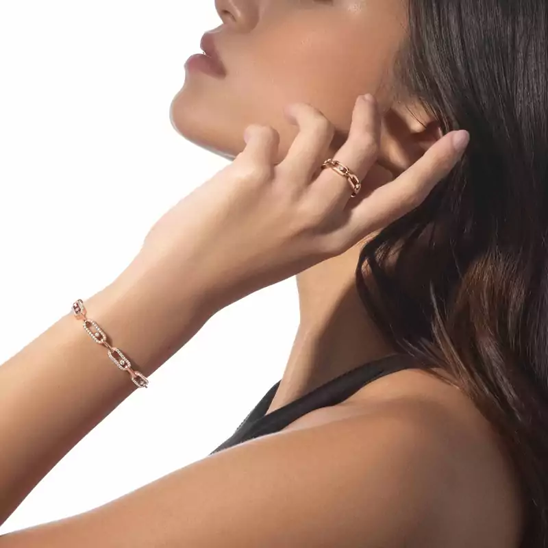 Move Link多圈 Pink Gold Diamond For Her Ring 12078-PG