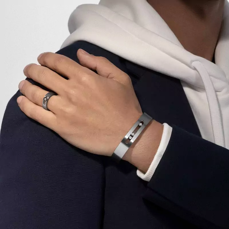 Move Titanium系列小号款  Natural Titanium Diamond For Him Ring 07166-TN