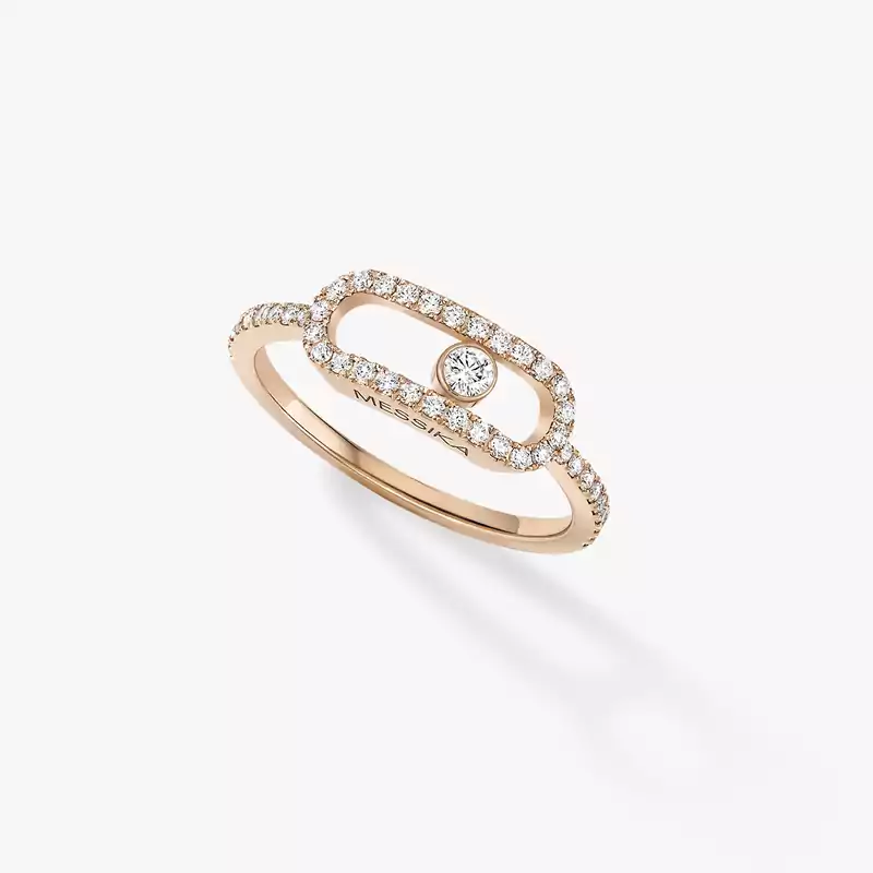Move Uno密镶钻石大号款 Pink Gold Diamond For Her Ring 12113-PG
