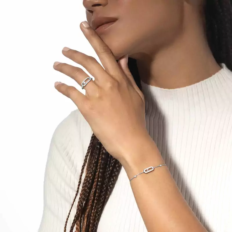 Move Uno密镶钻石大号款 White Gold Diamond For Her Ring 12113-WG
